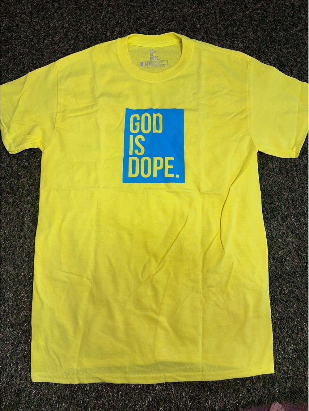 God Is Dope Yellow Graphic T-Shirt Medium